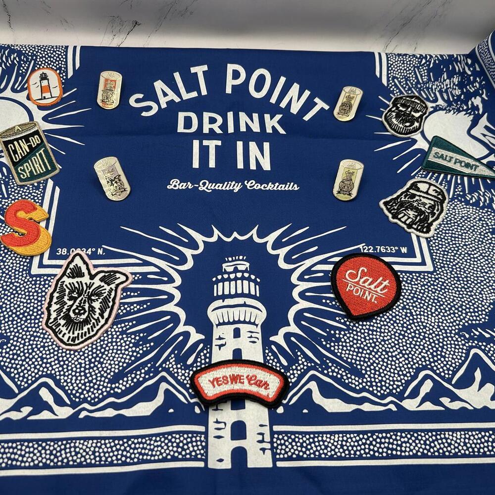 Salt Point Cocktail Pins Patches Bandana Bundle Stocking Stuffer Gift Set Lot